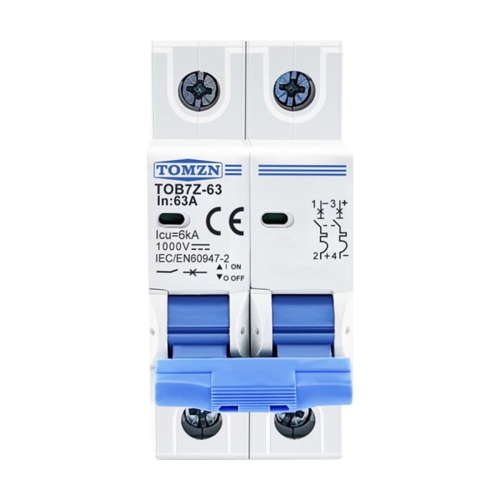 Автоматичний вимикач 2-полюсний TOMZN TOB7Z-63 1000V 25A DC PV