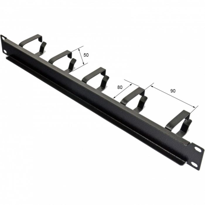 Кабельний організатор CMS 1U з 5 металевими кільцями, чорний