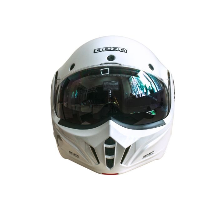 Мотошолом модуляр Beon B-707 BEON LOGO SHINY PEARL WHITE (глянець перламутр/білий), розмір XXL