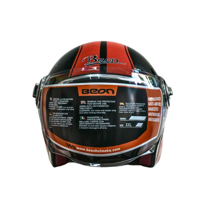 Мотошолом відкритий Beon B-108A ABS SUPER SPORT SHINY BLACK/ORANGE (глянець чорний/помаранчевий), розмір L