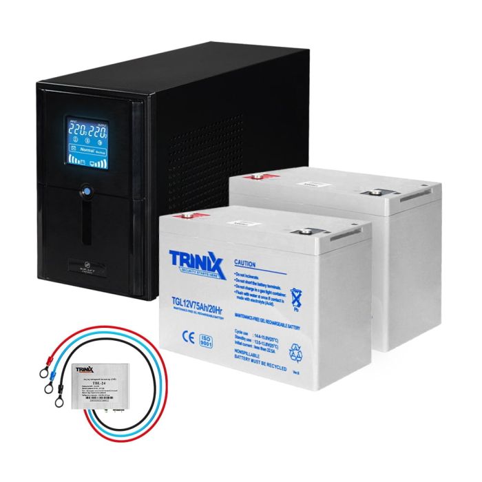 Комплект резервного живлення: Kraft PSW1500VA/1200W(LCD)24V UPS + гелева батарея 1905 Вт*г