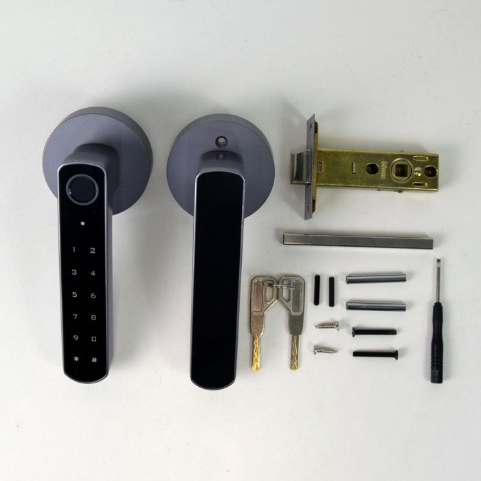 Розумний дверний замок ATIS Lock BT-100-T Grey з доступом за відбитком пальця і підтримкою Tuya Smart