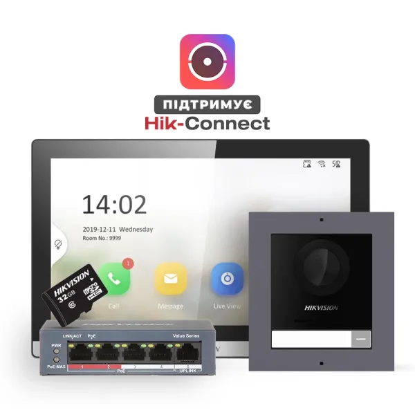 DS-KD8003-IME1(B)+DS-KH6350-TE1+HS-TF Комплект (накладна панель)