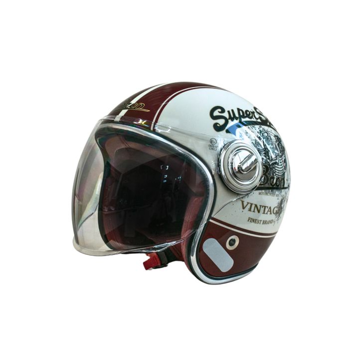 Мотошолом відкритий Beon B-108A ABS SUPER SPORT SHINY CREAM/RED (глянець кремовий/червоний), розмір XXL