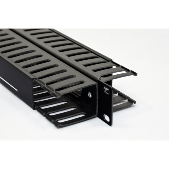 Кабельний організатор CMS 1U з кришкою,  двосторонній, чорний