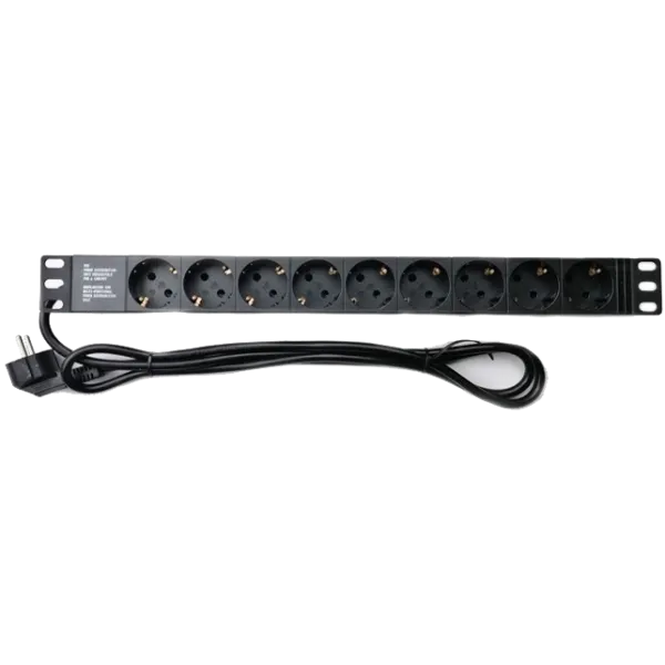 EServer Подовжувач на 9 розеток без вимикача 220В 1U 19"