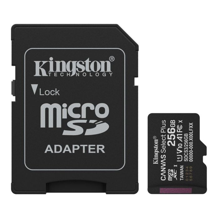 Карта пам'яті microSDXC Kingston 256Gb Canvas Select Plus Gen3 class 10 А1 UHS-I + SD-адаптер (SDCS3/256GB)