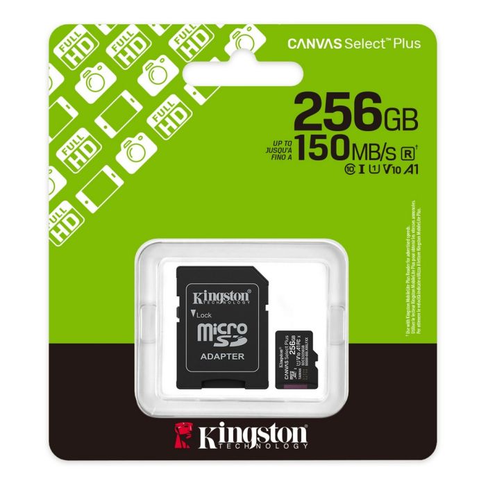 Карта пам'яті microSDXC Kingston 256Gb Canvas Select Plus Gen3 class 10 А1 UHS-I + SD-адаптер (SDCS3/256GB)