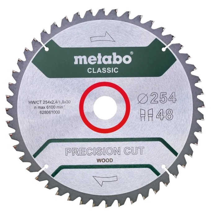 Metabo "precision cut wood - classic" (628061000) Пильний диск 254x30, Z48 WZ 5°neg.