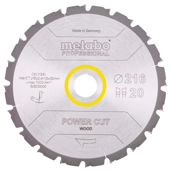 Metabo "power cut wood - professional" (628230000) Пильний диск 216x30, Z20 WZ 5° neg.