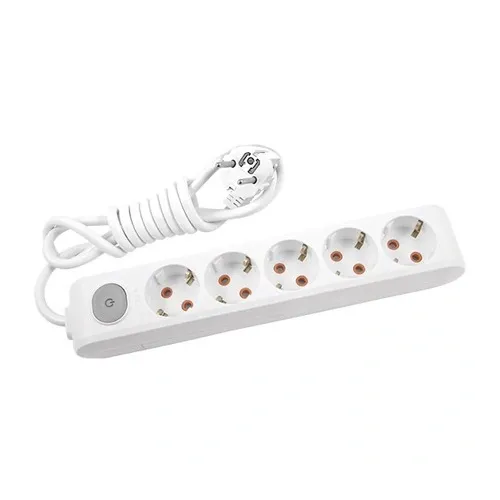 VIKO (90118505) подовжувач 5 гнізд 5 м із заземленням і кнопкою