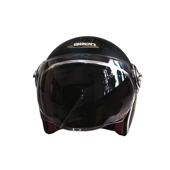 Мотошолом відкритий Beon B-108A ABS LOVE SHINY BLACK/GOLD (глянець чорний/золотий), розмір XL