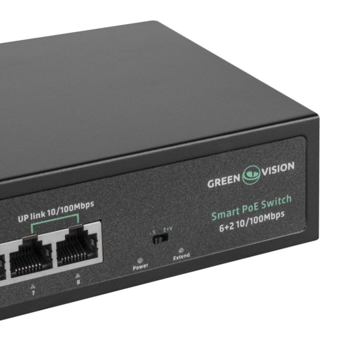 Комутатор мережевий GreenVision POE GV-015-D-06+2P