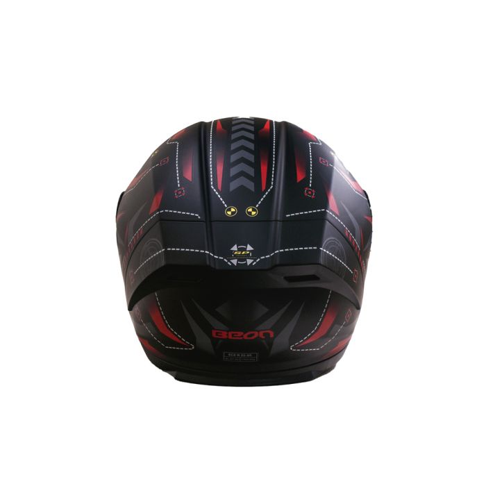 Мотошолом інтеграл Beon TECH MATT BLACK/RED (матовий чорний/червоний) розмір ХL