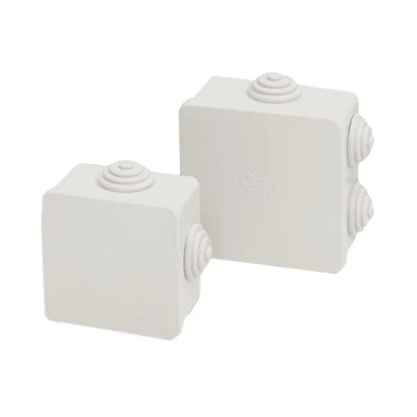 Коробка (03221003656) розподільна 65x65x40 сіра з кабельними вводами