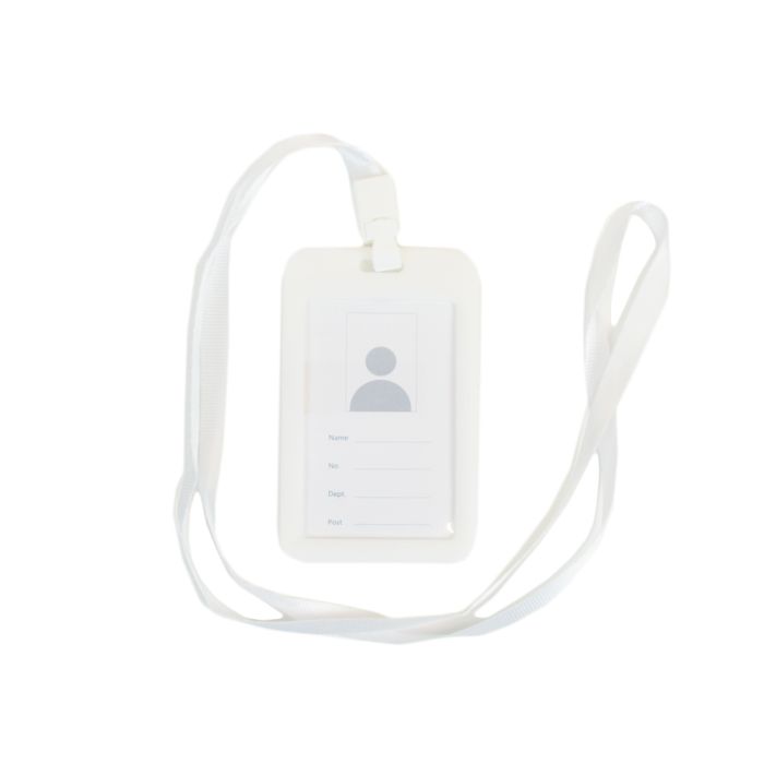 Бейдж на шнурку, вертикальний, колір білий – ATIS, 111 x 69 x 5 мм