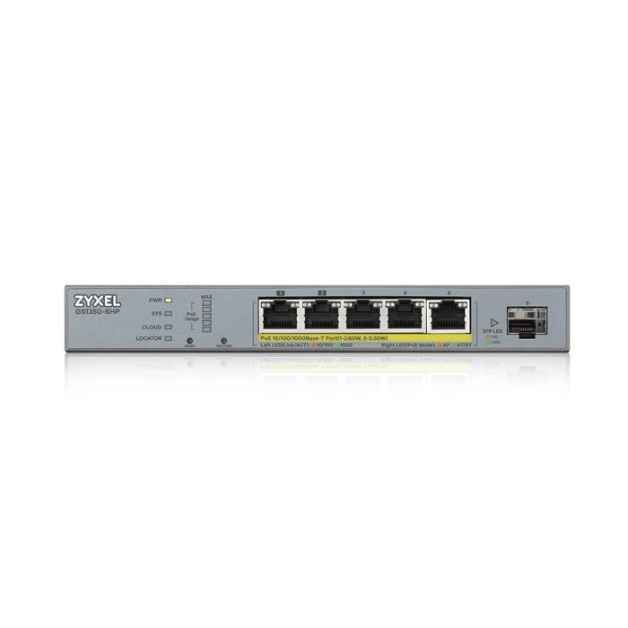 Смарт-керований комутатор для відеоспостереження на 5 портів з PoE ZyXEL GS1350-6HP (GS1350-6HP-EU0101F)