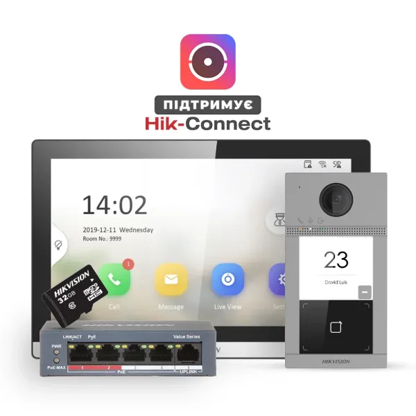 DS-KV8113-WME1(B)/Flush+DS-KH6350-TE1+HS-TF Комплект