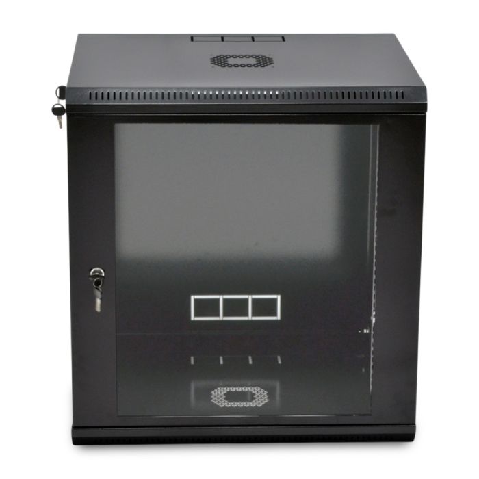 Шафа серверна SteelNet 12U 600 x 450 для мережевого обладнання (скло, чорний)