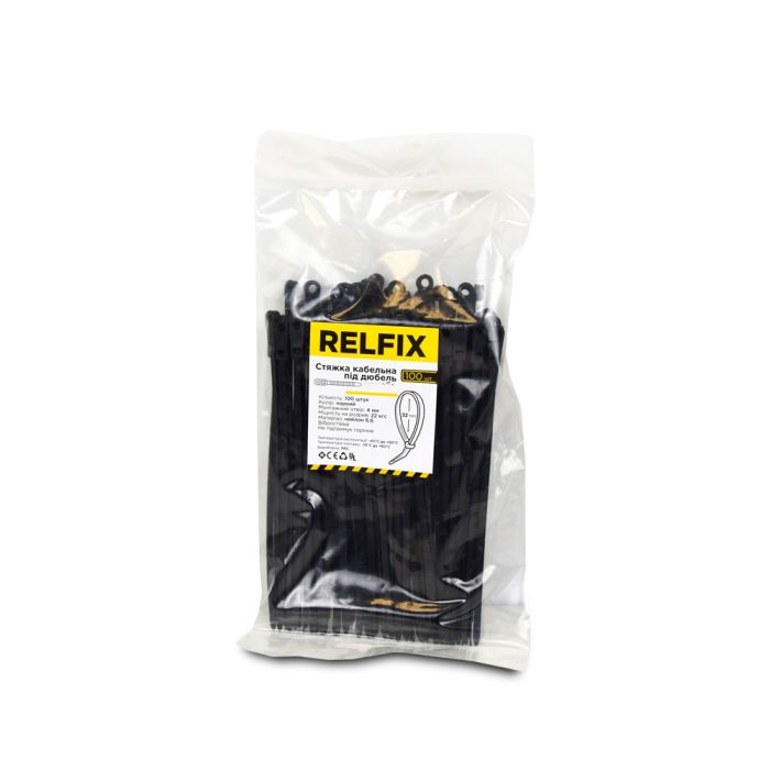 Стяжка Relfix 4 x 150 мм з кріпленням (100 шт/уп) чорна