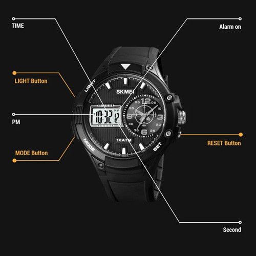 Годинники наручні 1761BKWT SKMEI, BLACK/WHITE