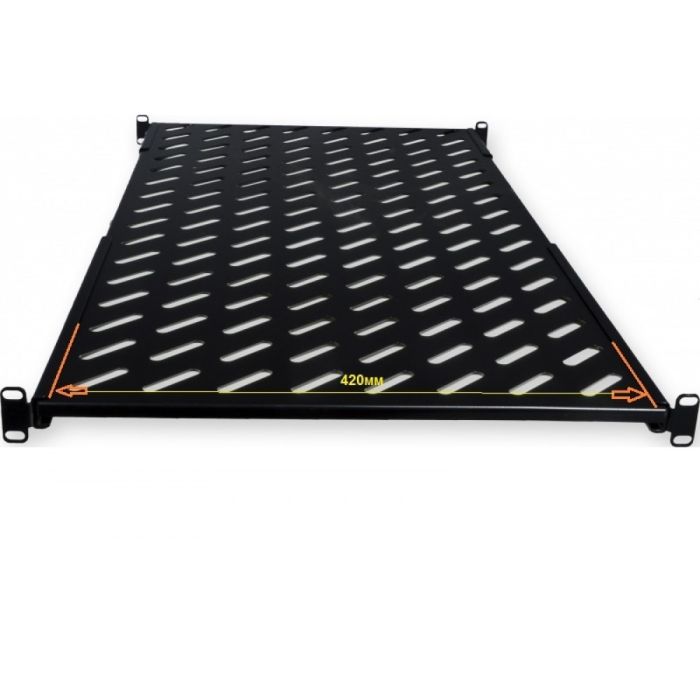 Полиця з чотирма точками кріплення CMS UA-SH4-450B 19" 1U 450 мм чорна