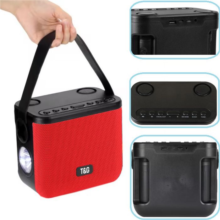 Bluetooth-колонка TG545DK, c функцією speakerphone, радіо, red, 2 мікрофони, ліхтар