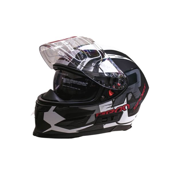 Мотошолом інтеграл Beon R MATT TITAN (матовий білий/чорний) розмір ХL