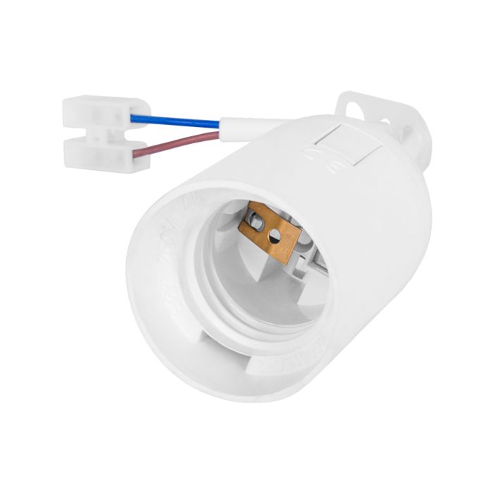 Патрон пластиковий підвісний e.lamp socket pendant.E27.pl.white, Е27, з кабелем 15 см і клемною колодкою, білий
