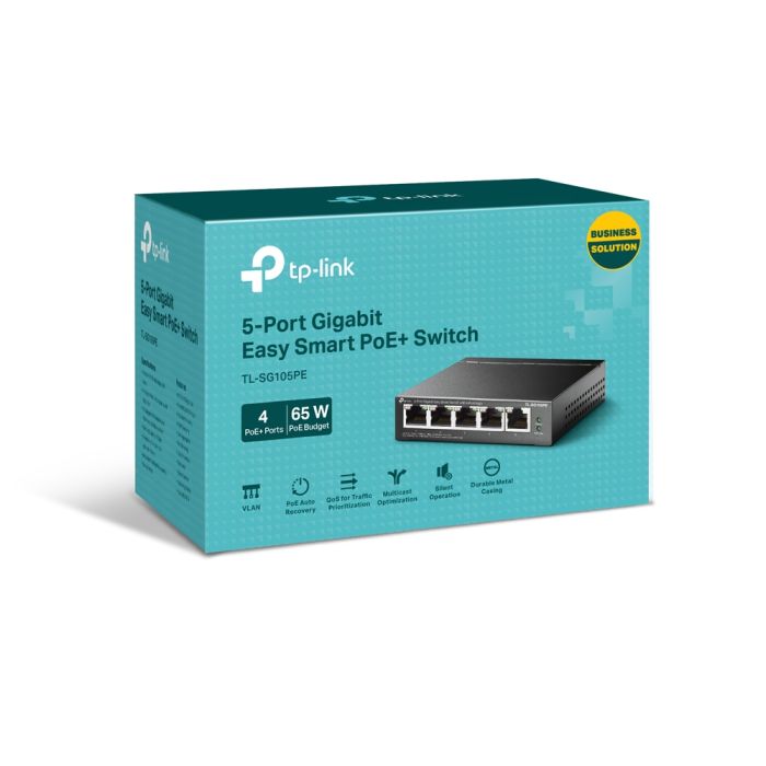 PoE-комутатор TP-Link EasySmart TL-SG105PE гігабітний 5-портовий з 4 PoE+ портами керований