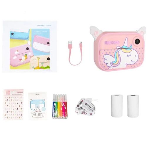 Дитячий фотоапарат миттєвого друку YT008, PINK UNICORN з підтримкою microSD card, 3Y+, WiFi