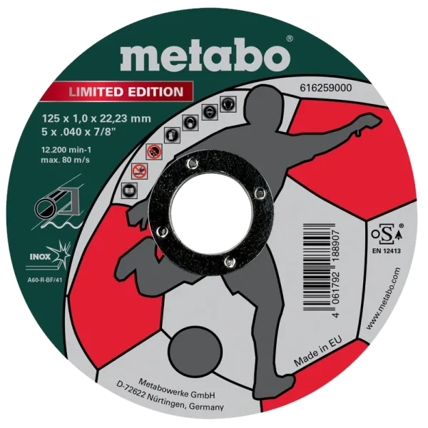 Metabo Limited Edition Soccer (616259000) Відрізний круг по металу 125 x 1,0 x 22,23 мм, Inox, TF 41