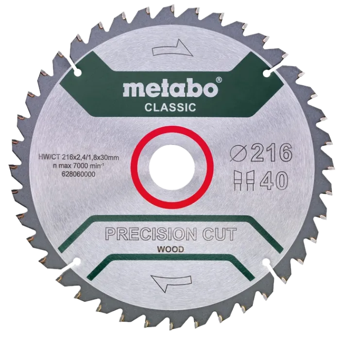 Metabo "precision cut wood - classic" (628060000) Пильний диск 216x30, Z40 WZ 5°neg.