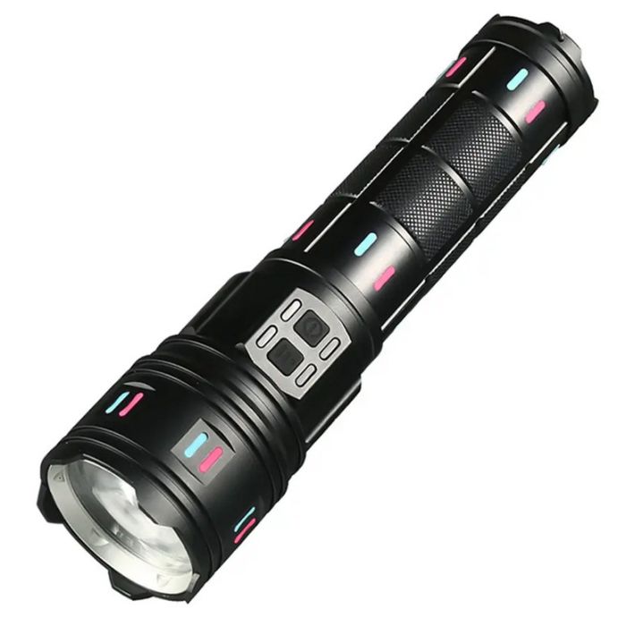 Ліхтар NIGHT VISION FLUORESCENCE AK177-WHITE LASER LED PM60-TG, 8x18650 3.7V, Power Bank, ЗП Type-C, zoom, 5 фільтрів