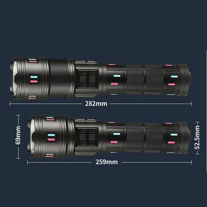 Ліхтар NIGHT VISION FLUORESCENCE AK177-WHITE LASER LED PM60-TG, 8x18650 3.7V, Power Bank, ЗП Type-C, zoom, 5 фільтрів