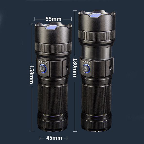 Ліхтар AK180 WHITE LASER LED PM30-TG, 1х38650, Power Bank, ЗП Type-C, zoom, 5 фільтрів
