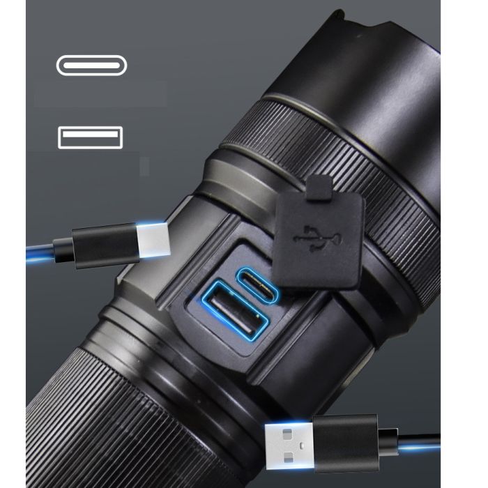 Ліхтар AK180 WHITE LASER LED PM30-TG, 1х38650, Power Bank, ЗП Type-C, zoom, 5 фільтрів