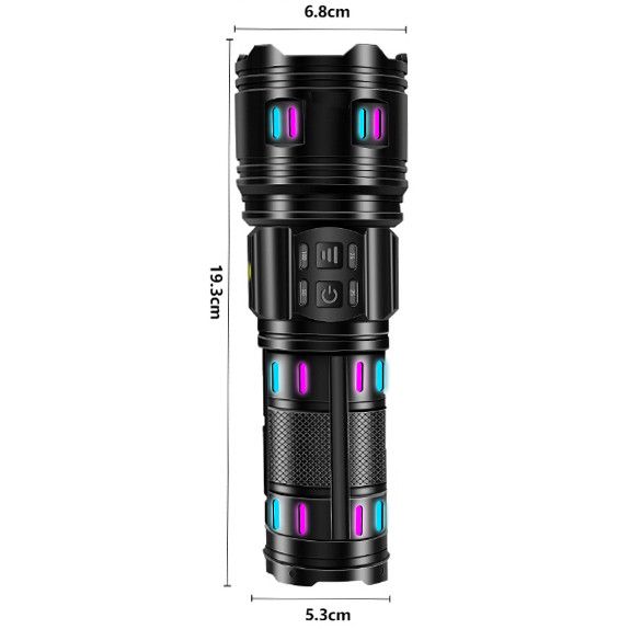 Ліхтар NIGHT VISION FLUORESCENCE AK177-1 WHITE LASER LED PM60-TG, 4х18650, Power Bank, індикація заряду, ЗП Type-C, zoom, 5