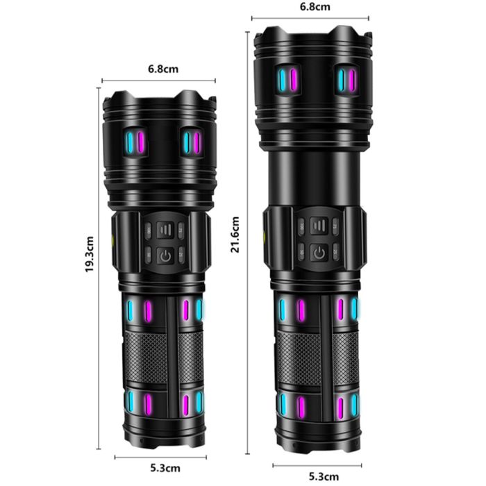 Ліхтар NIGHT VISION FLUORESCENCE AK177-1 WHITE LASER LED PM60-TG, 4х18650, Power Bank, індикація заряду, ЗП Type-C, zoom, 5
