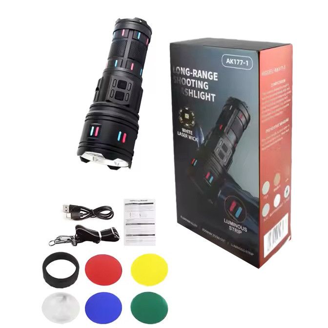 Ліхтар NIGHT VISION FLUORESCENCE AK177-1 WHITE LASER LED PM60-TG, 4х18650, Power Bank, індикація заряду, ЗП Type-C, zoom, 5