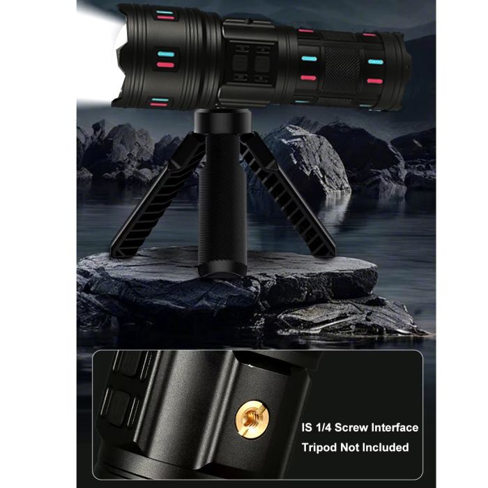 Ліхтар NIGHT VISION FLUORESCENCE AK178-1-WHITE LASER LED PM60-TG+COB, 4x18650, Power Bank, ЗП Type-C, zoom, 5 фільтрів