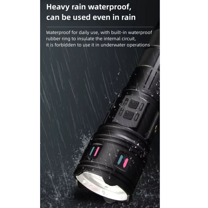 Ліхтар NIGHT VISION FLUORESCENCE AK178-1-WHITE LASER LED PM60-TG+COB, 4x18650, Power Bank, ЗП Type-C, zoom, 5 фільтрів