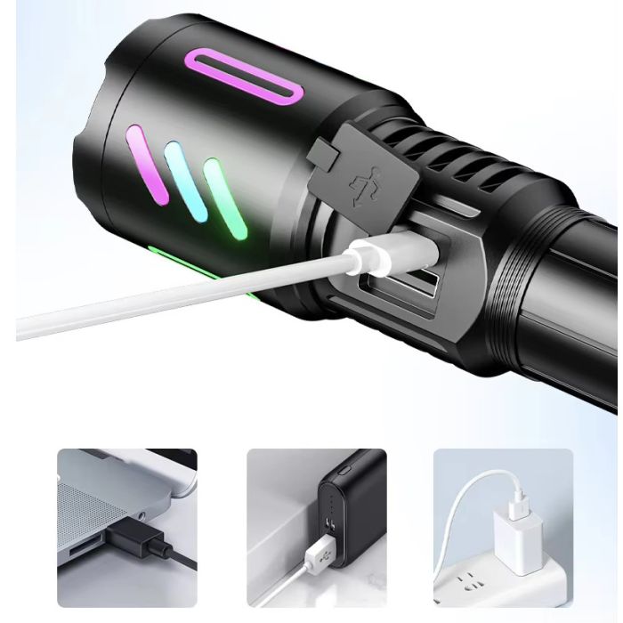 Ліхтар NIGHT VISION FLUORESCENCE W514/1143-WHITE LASER LED PM10-TG, 1x26650, Power Bank, ЗП Type-C, zoom
