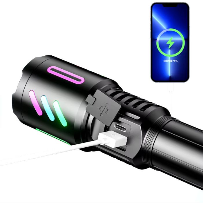 Ліхтар NIGHT VISION FLUORESCENCE W514/1143-WHITE LASER LED PM10-TG, 1x26650, Power Bank, ЗП Type-C, zoom