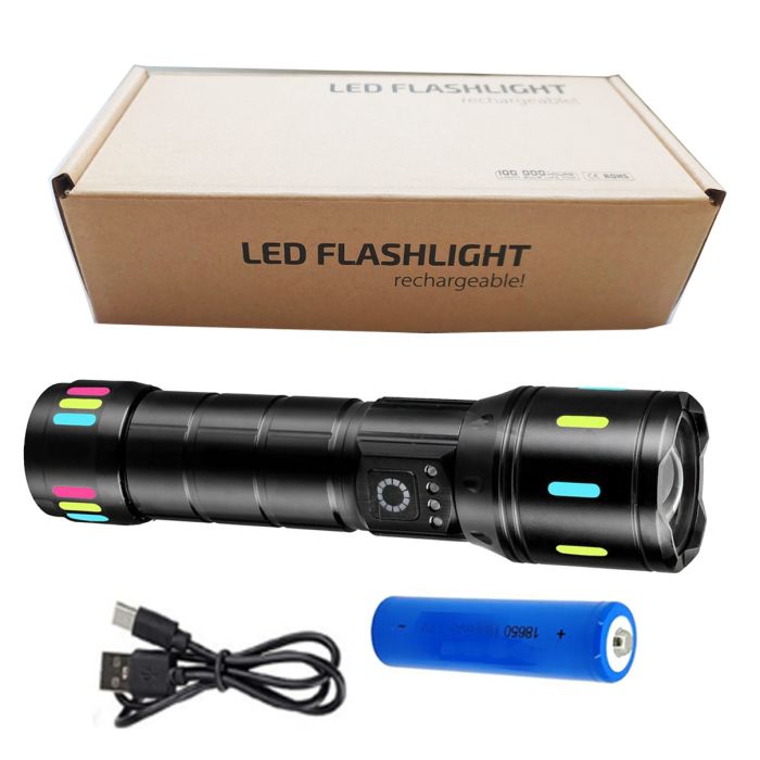 Ліхтар NIGHT VISION FLUORESCENCE CA171-D 1 РЕЖИМ  WHITE LASER LED PM10-TG, індикація заряду, 1x18650/3xAAA, ЗП Type-C, zoom, Box