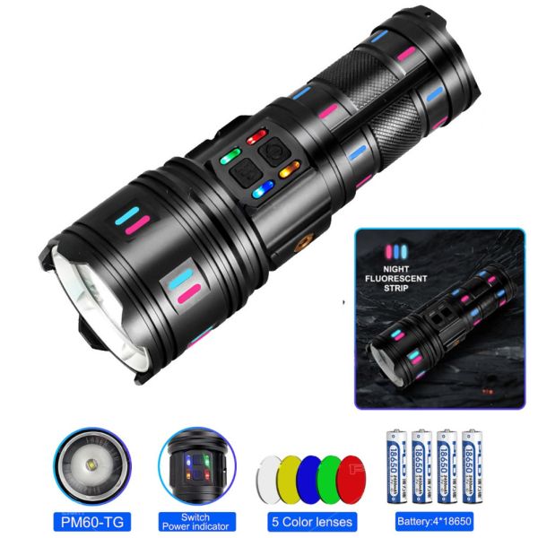 Ліхтар NIGHT VISION FLUORESCENCE AK177-1 WHITE LASER LED PM60-TG, 4х18650, Power Bank, індикація заряду, ЗП Type-C, zoom, 5