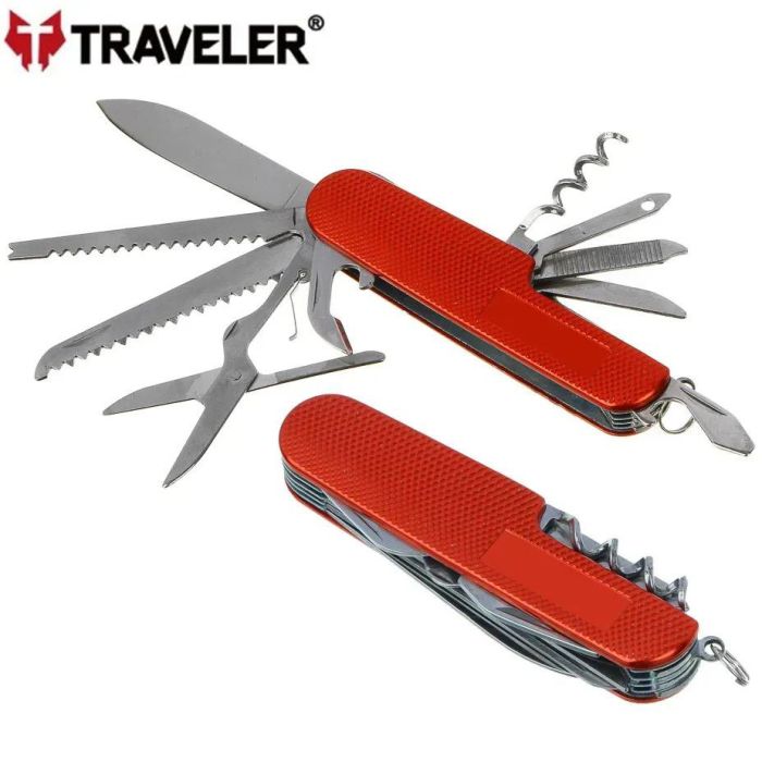 Кишеньковий ніж складаний Traveler 15 в 1 K-5011-ALL Black/Blue/Red