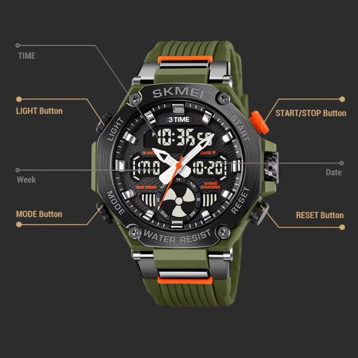 Годинники наручні 2223AG SKMEI, ARMY GREEN
