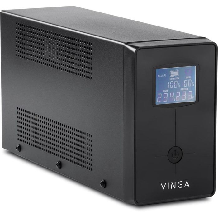 Джерело безперебійного живлення Vinga VPC-1200MU 1200ВА / 720 Вт з LCD-дисплеєм з USB у металевому корпусі