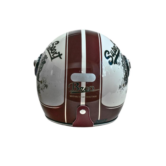 Мотошолом відкритий Beon B-108A ABS SUPER SPORT SHINY CREAM/RED (глянець кремовий/червоний), розмір XXL